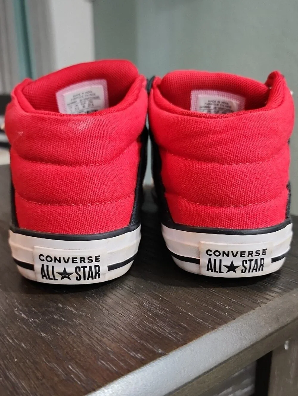 Converse Kids Black Canvas High-Top Sneakers with Red Trim